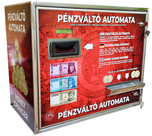 NTC-2400  falra szerelhető pénzváltó automata,rozsdamentes kivitelben, 2 fajta érmét kezelő készülék