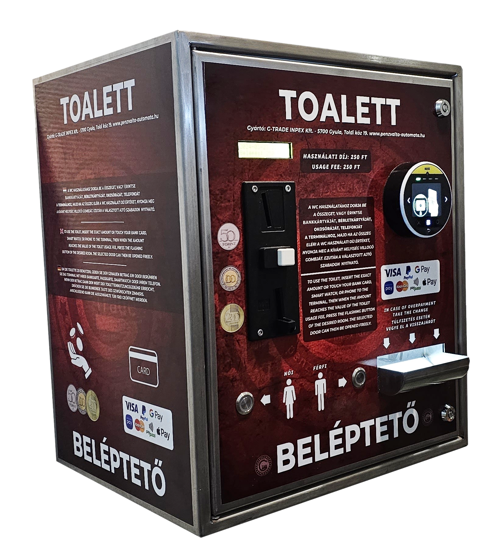 DOS 2 beléptető rendszer,túlfizetés esetén visszadja a visszajáró összeget és 2 ajtót kezel