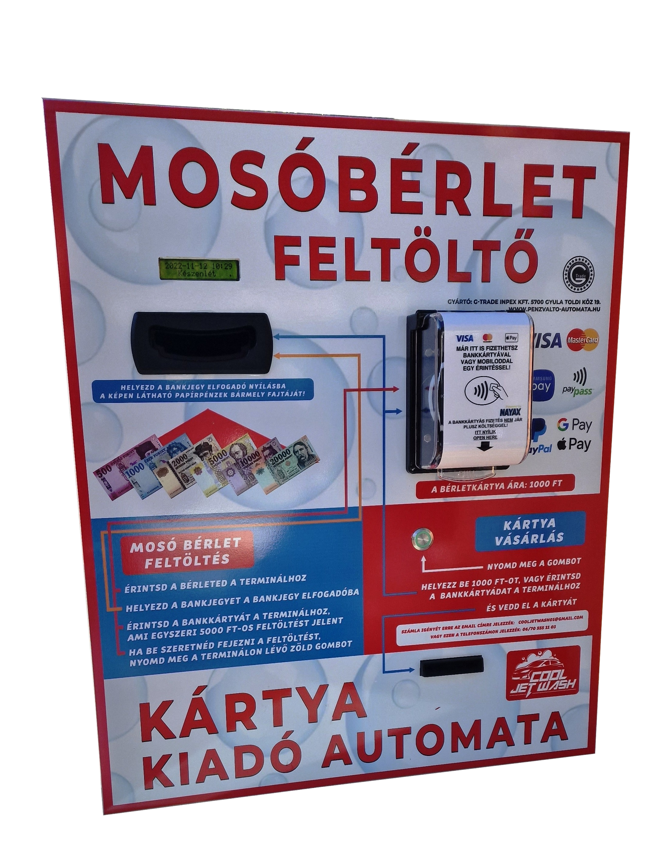 NTC-CRLB6000 falba szerelhető bérletkártya kiadó és feltöltő automata