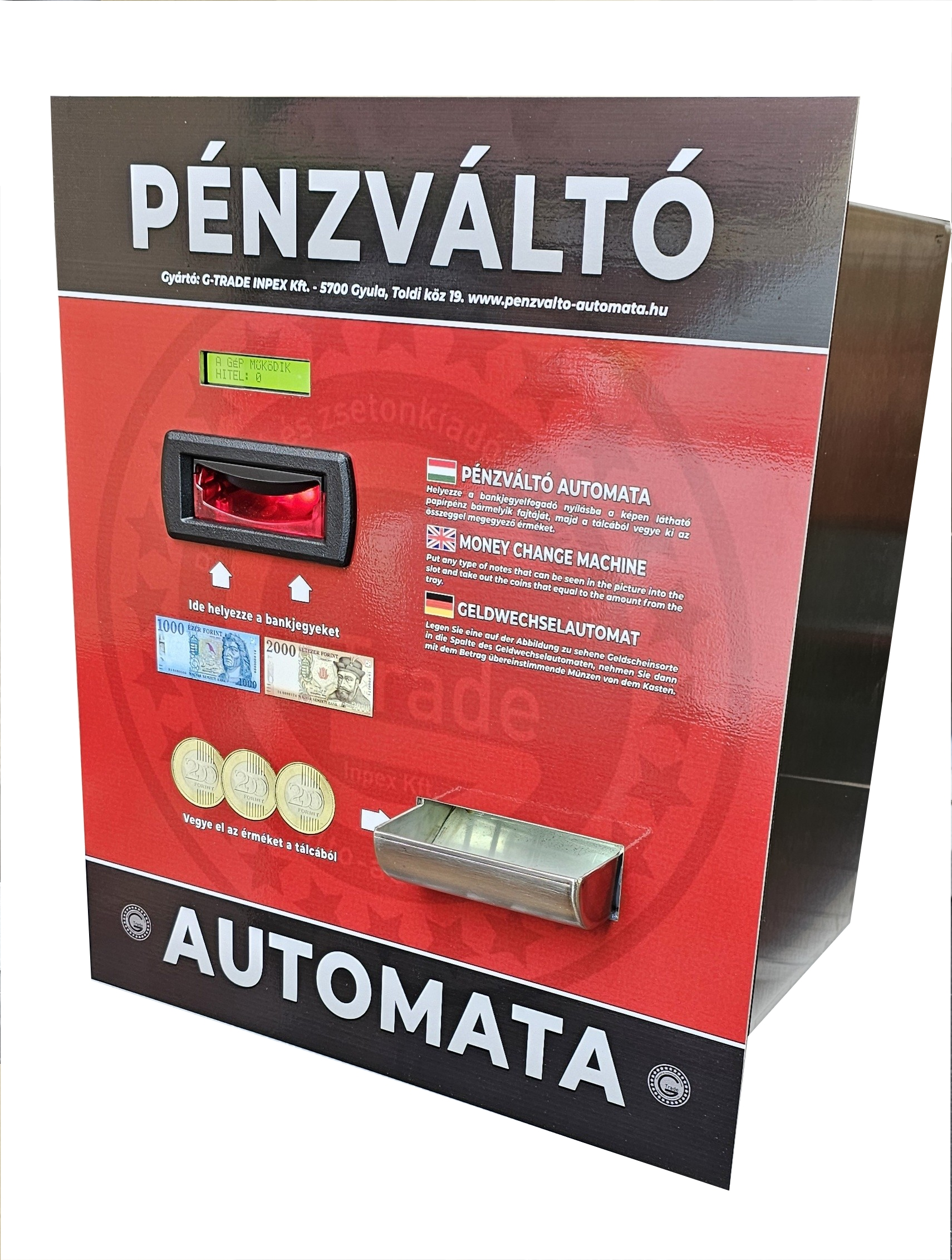 NTC-B1200  falba építhető pénzváltó automata,1 fajta érmét kezelő készülék full rozsdamentes kivitelben