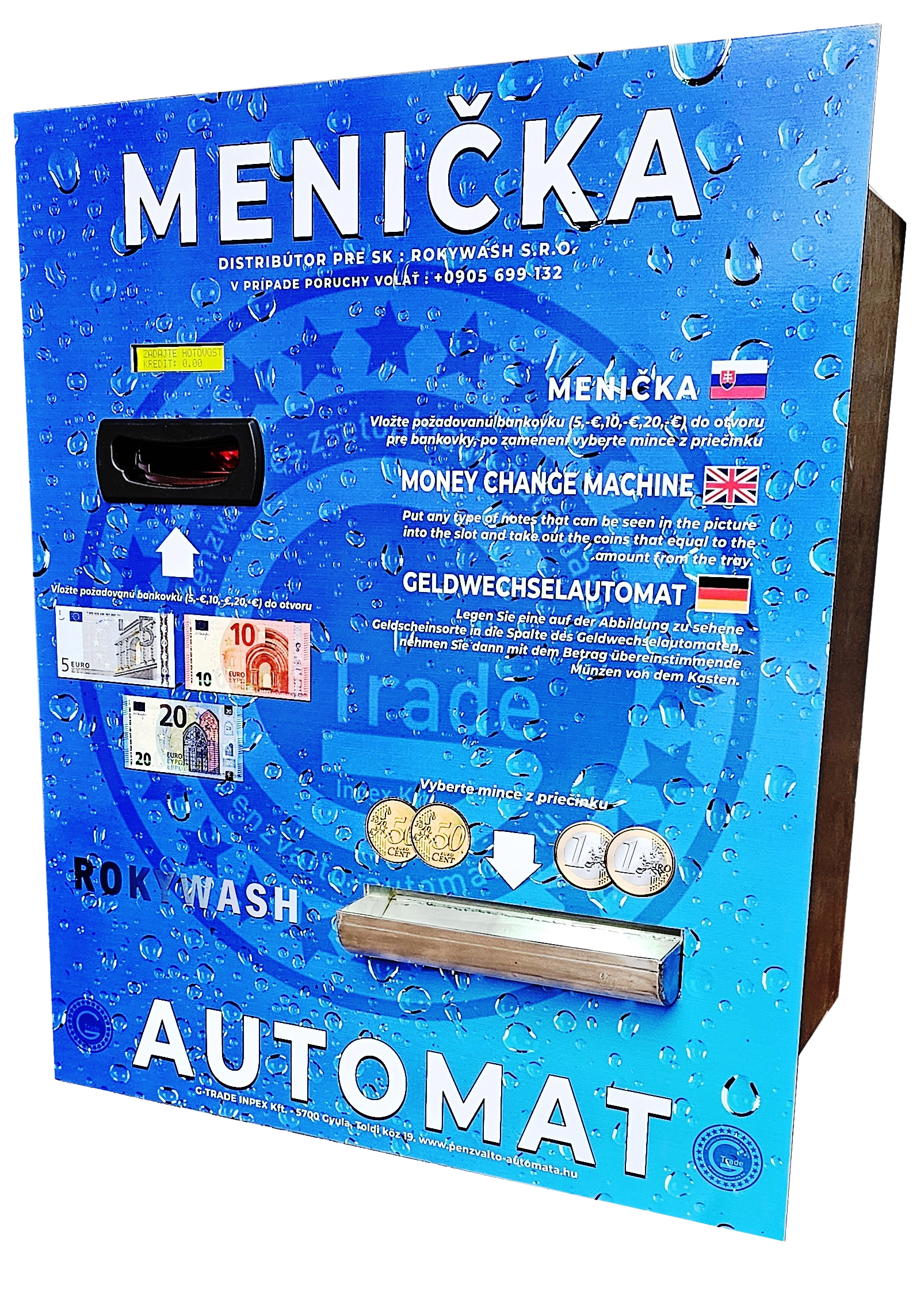 NTC-B6000 2 fajta érmét kezelő,falba szerelhető pénzváltó automata rozsdamentes kivitelben