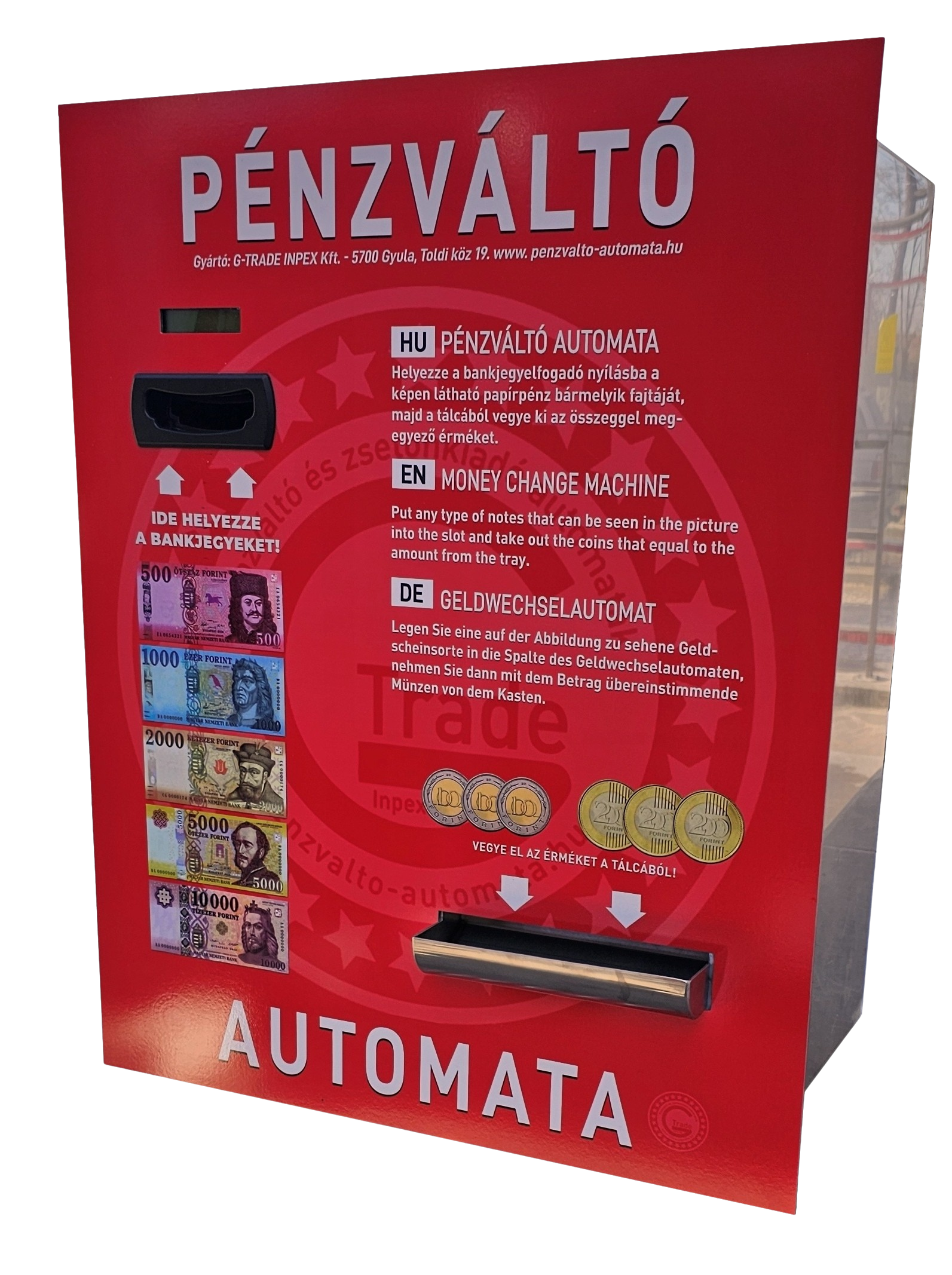 NTC-B6000 falba szerelhető pénzváltó automata full rozsdamentes, 2 fajta érmét kezelő kivitelben