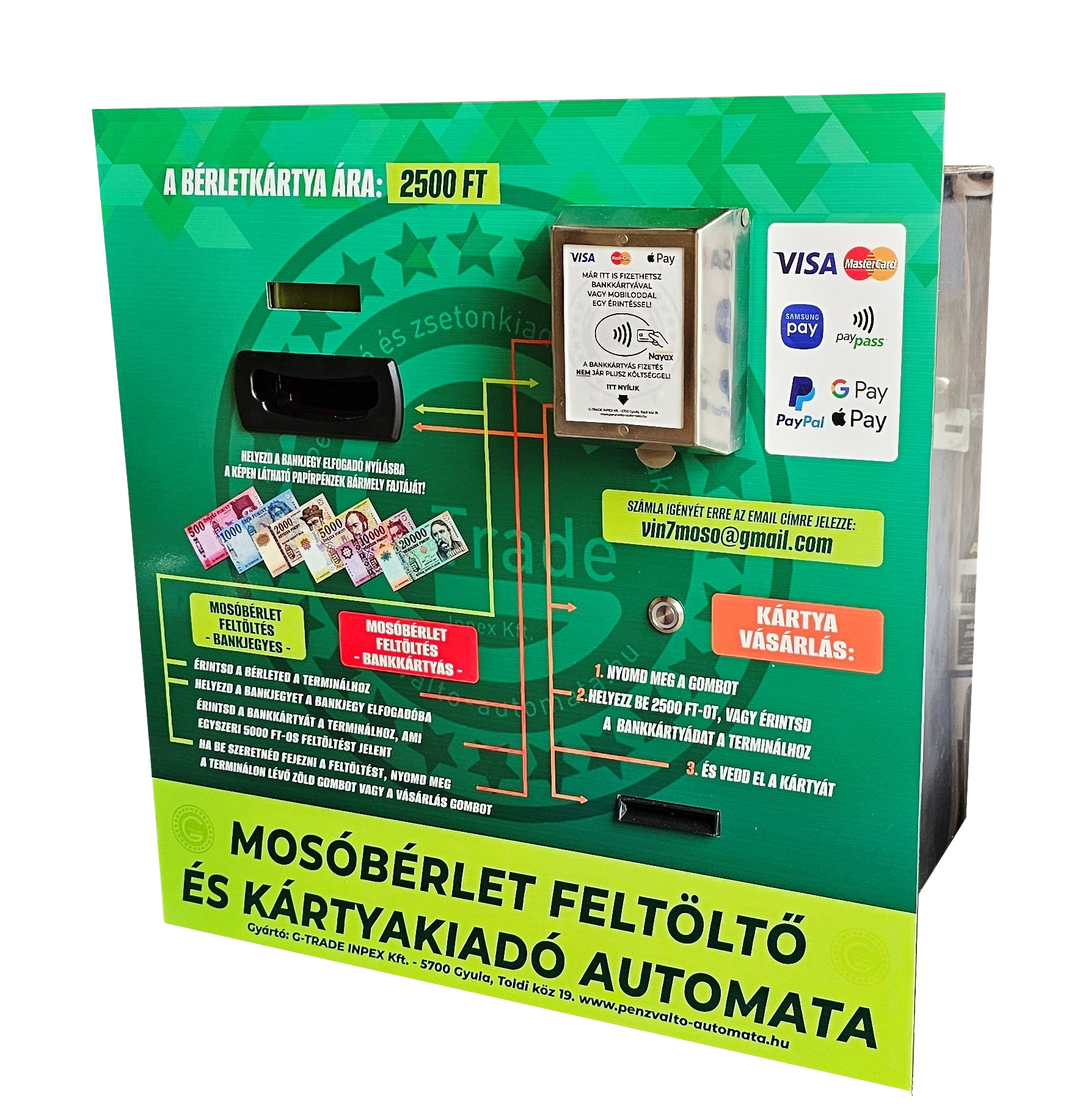 NTC-CRLB6000 falba szerelhető bérletkártya kiadó és feltöltő automata