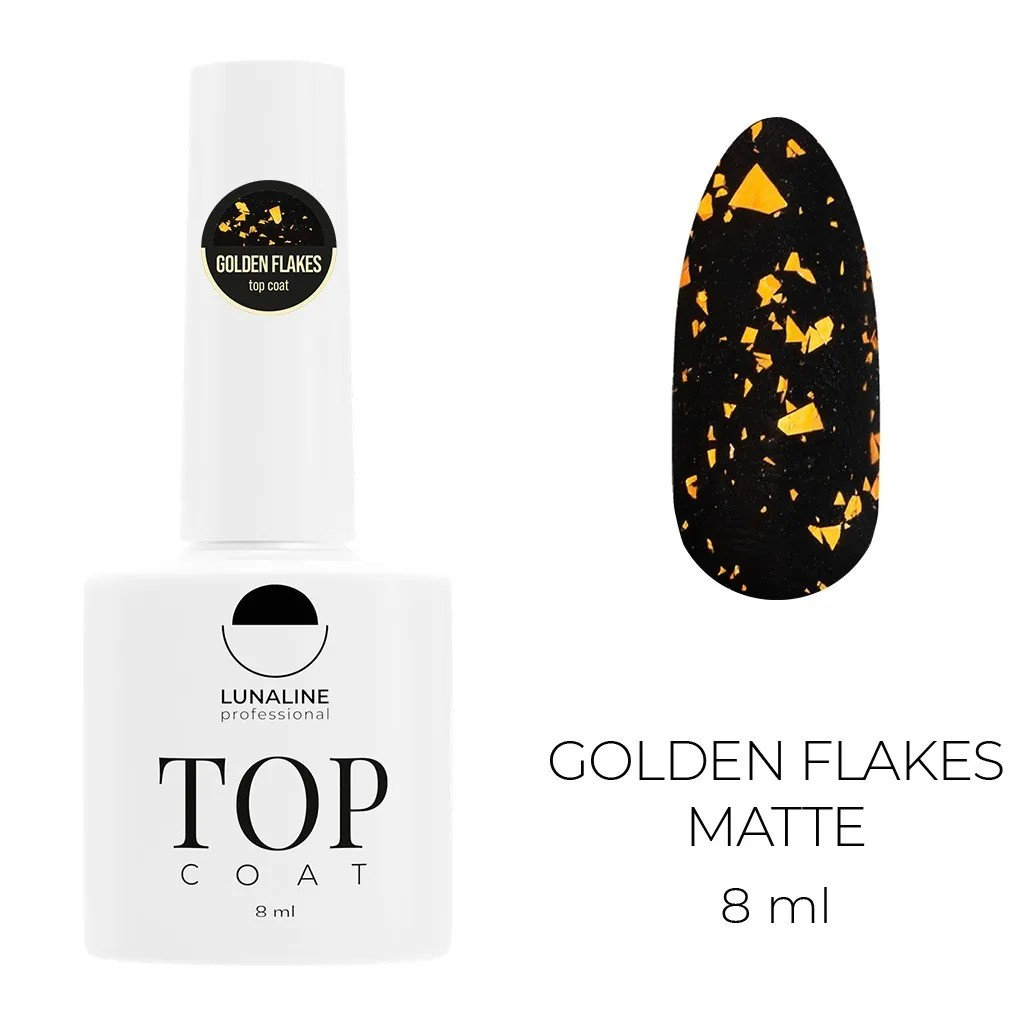Lunaline Professional Golden Flakes Matte Top Coat 8 ml