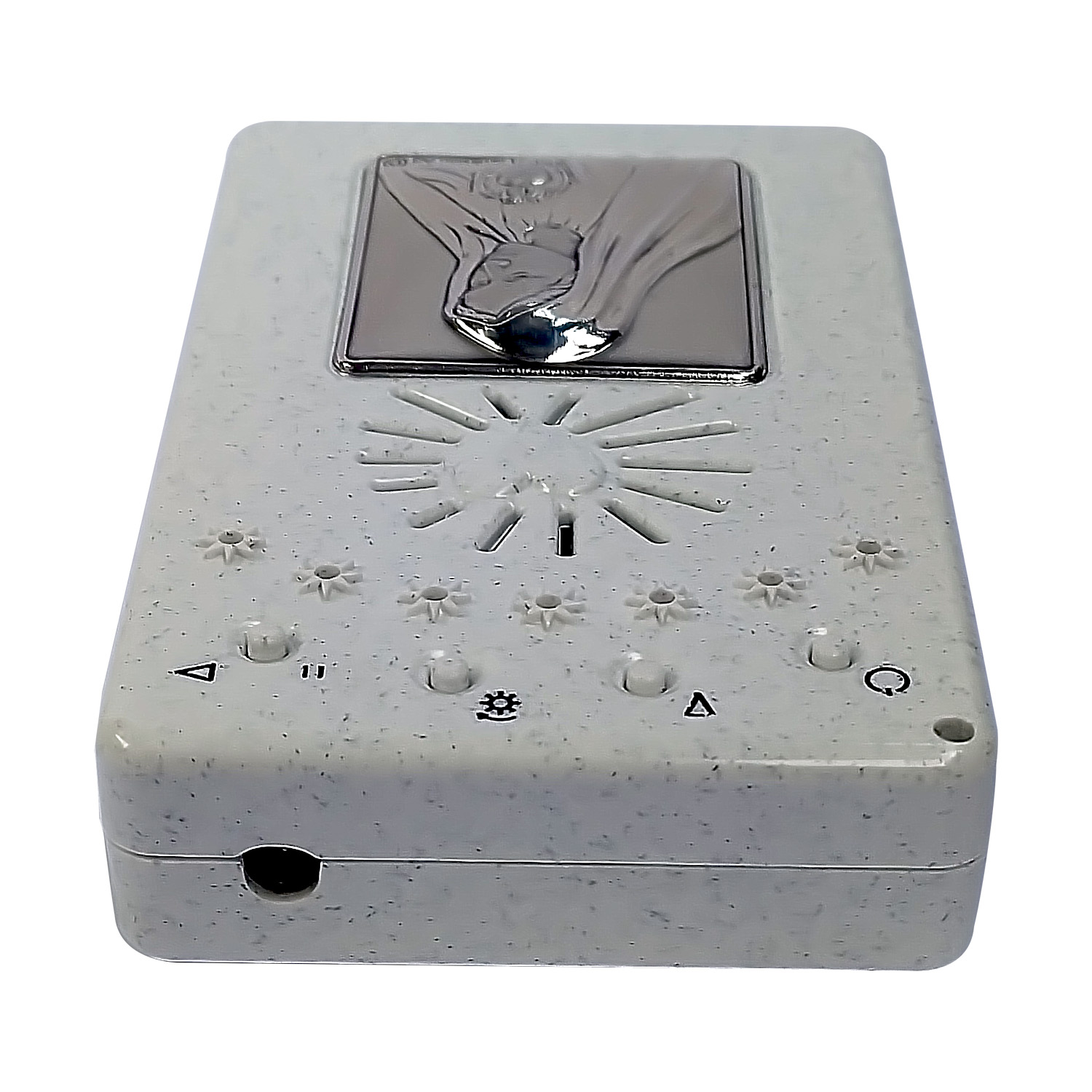 Rosario Elettronico con Coroncina colore Bianco in Lingua Italiana con Immagine di Maria in Argento