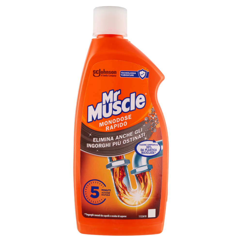 MrMuscle Disgorgante Monodose Super Efficace Sicuro per ogni Tubazione 500 ML