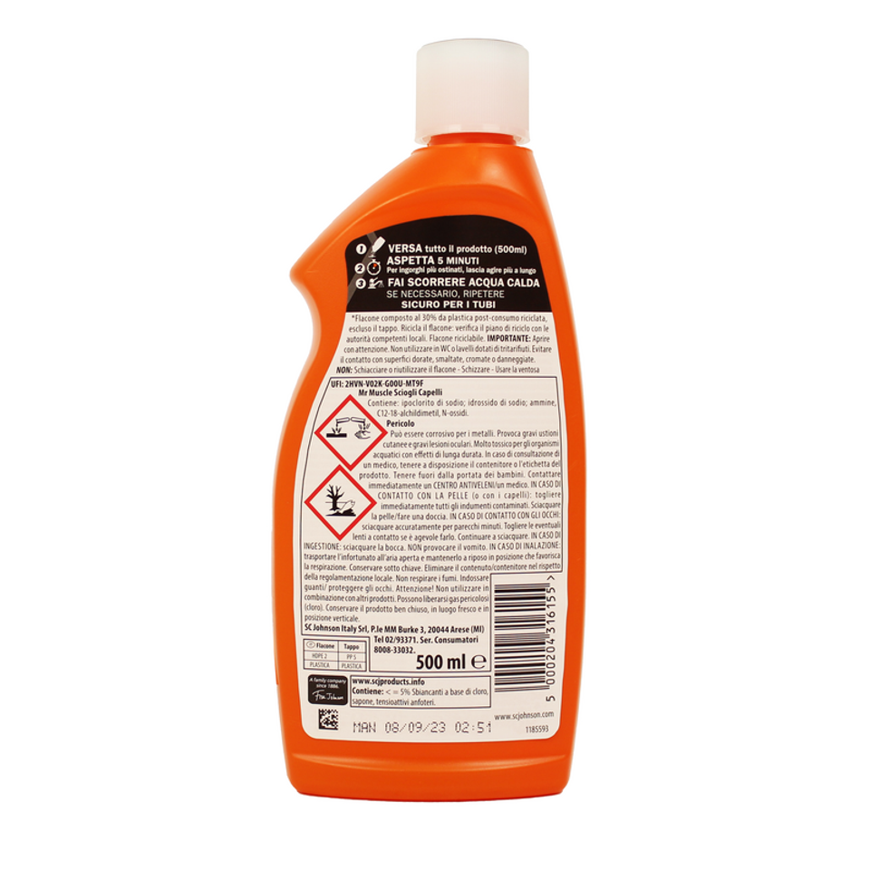 MrMuscle Disgorgante Monodose Super Efficace Sicuro per ogni Tubazione 500 ML