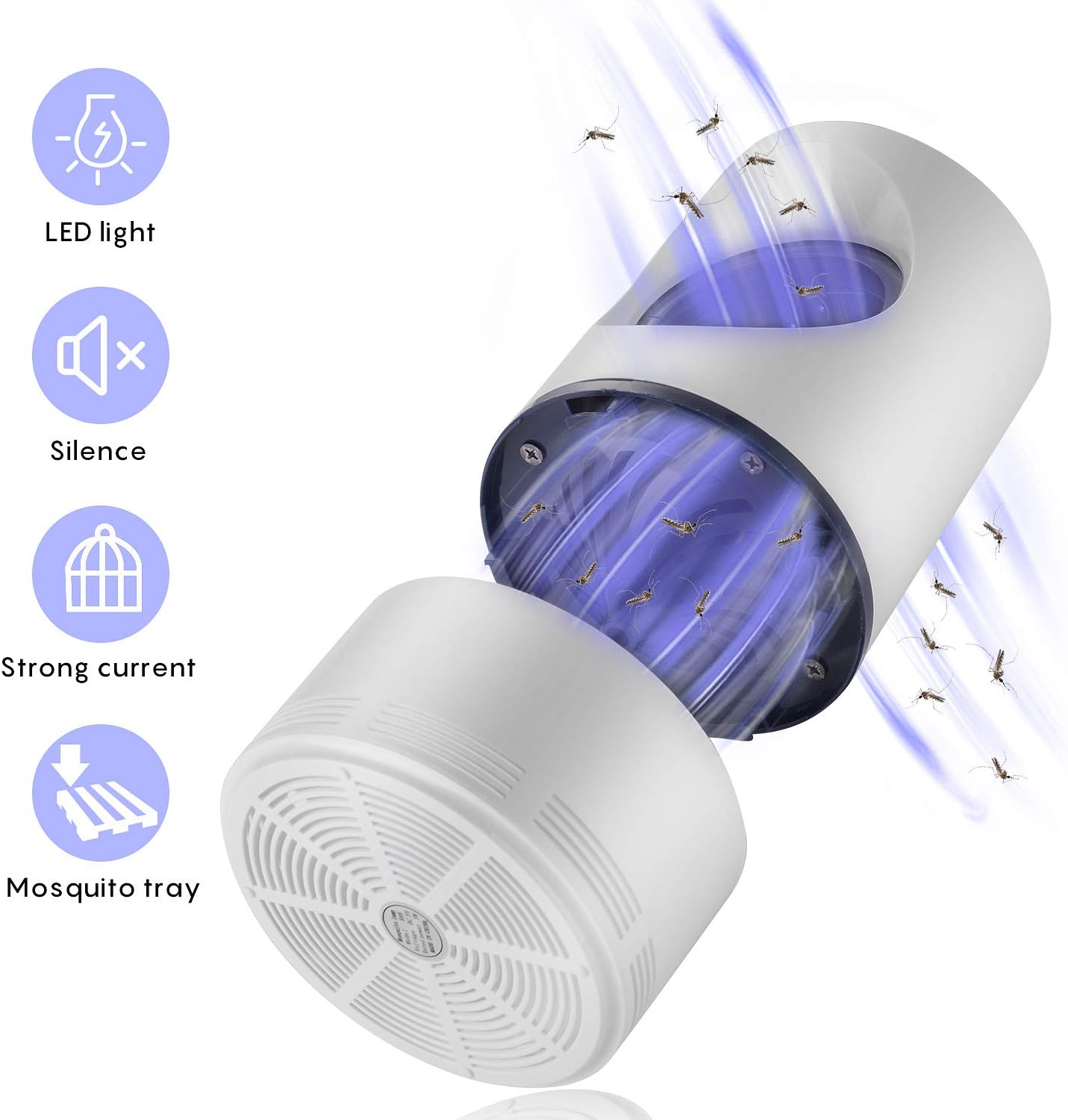 Repelux - Lampada Anti Zanzare e Insetti Volanti - Attira e Intrappola - USB - Lampada Antizanzare UV con Aspirazione Silenziosa – Trappola Elettronica USB per Interni
