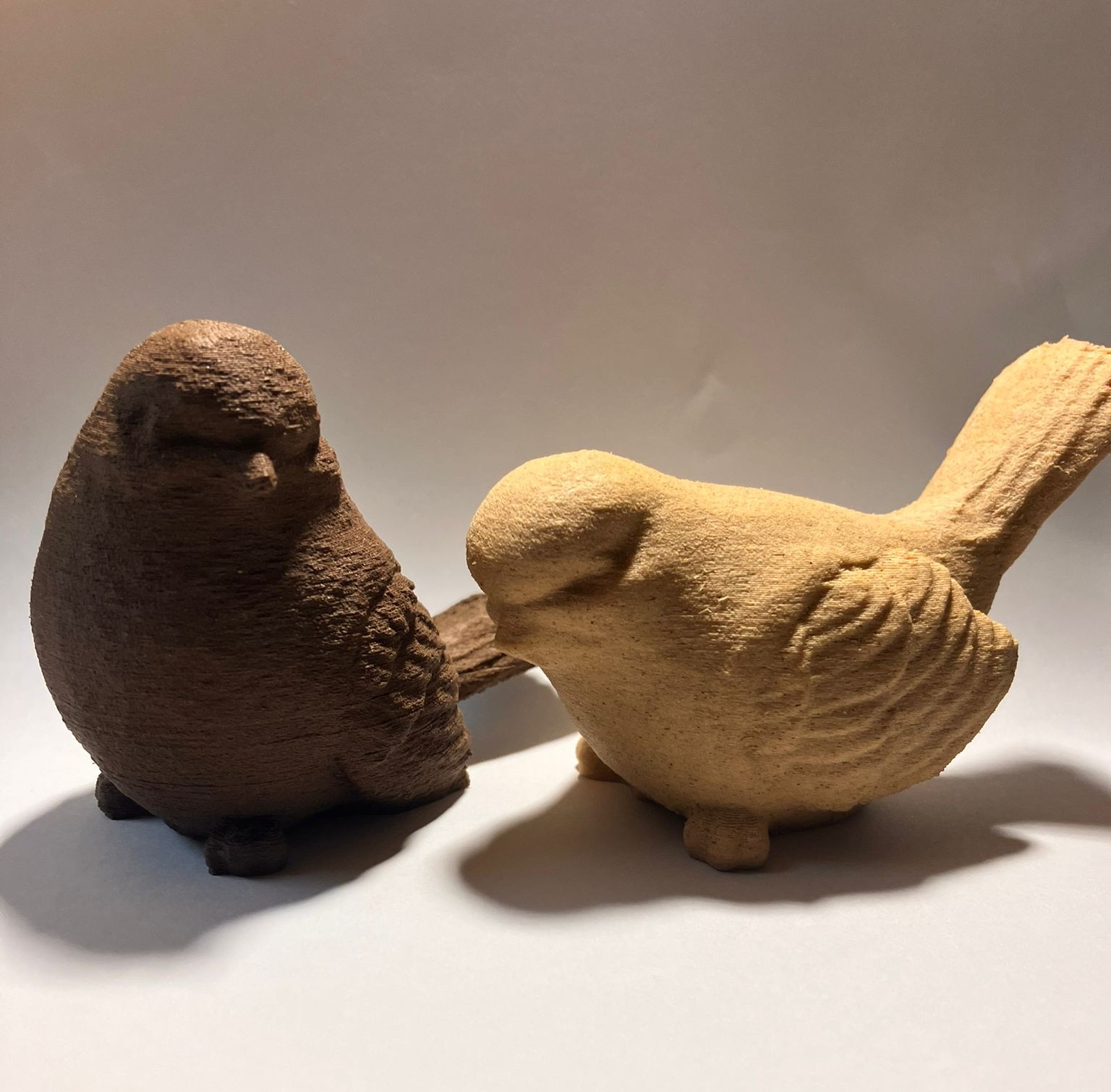 houten vogel set 2 stuks Licht en Donker hout