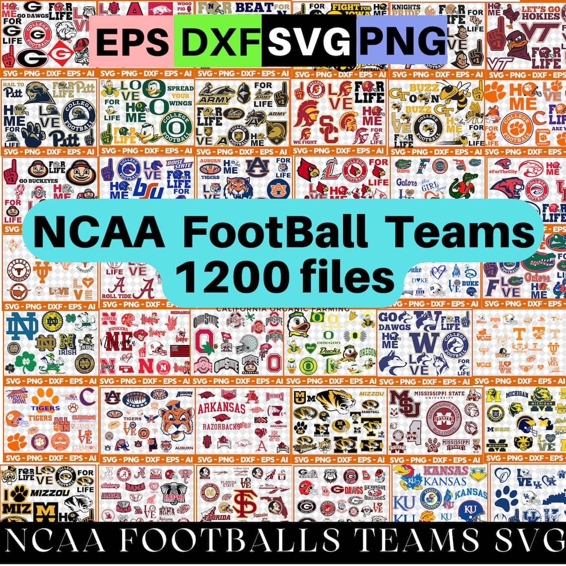 Ncaa Football Teams Bundle Svg, NCAA SVG, Football teams SVG, Clip art, Circut, Stickers, Cards