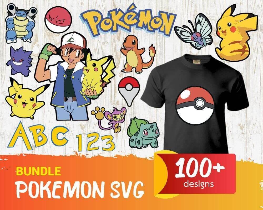 100 Pokemon SVG Bundle svg files for Print & Cricut