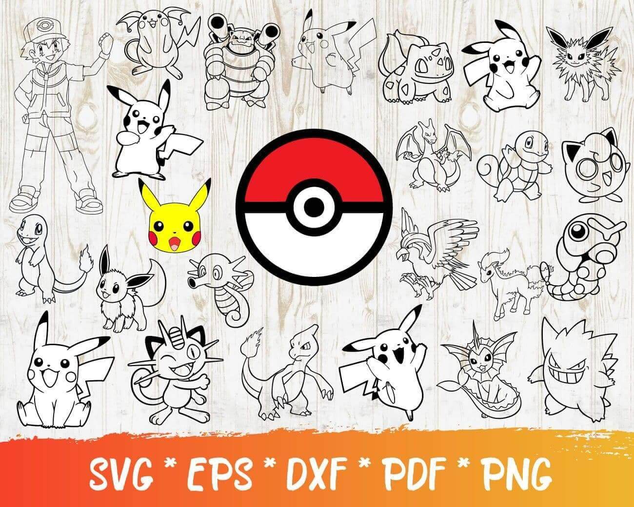 100 Pokemon SVG Bundle svg files for Print & Cricut