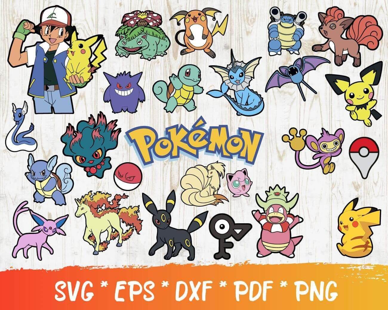 100 Pokemon SVG Bundle svg files for Print & Cricut