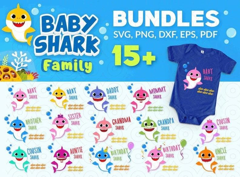 135 Designs Baby Shark Svg Bundle Vectors