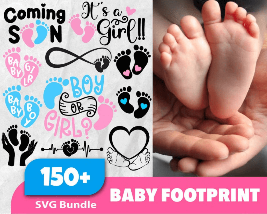 150+ Baby Footprint SVG Bundle
