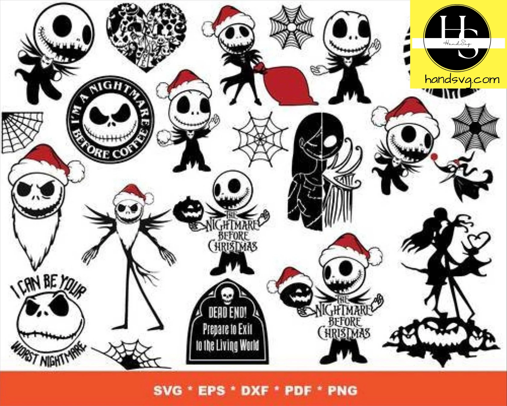 Nightmare Before Christmas SVG Bundle | 1700+ Files for Cricut & Silhouette – SVG, PNG, EPS, DXF Formats