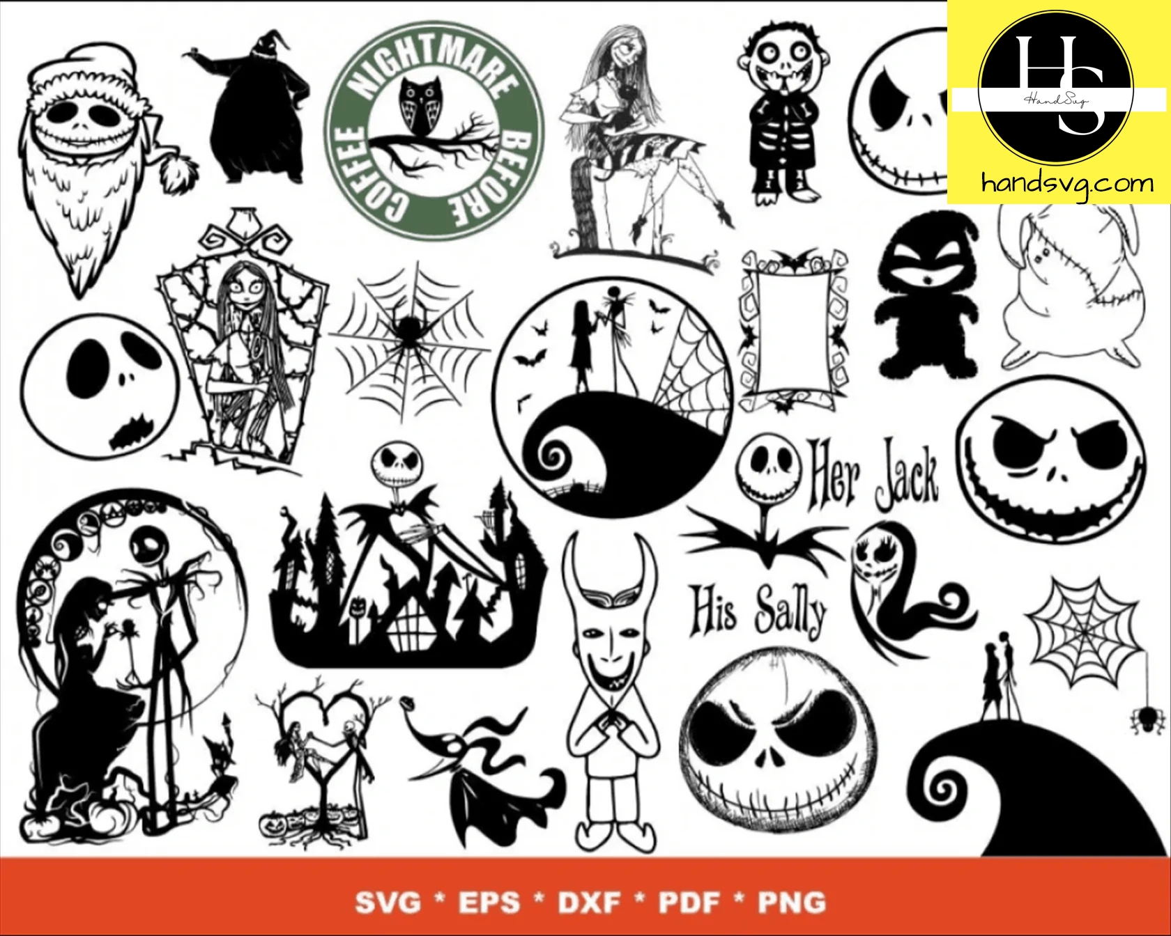 Nightmare Before Christmas SVG Bundle | 1700+ Files for Cricut & Silhouette – SVG, PNG, EPS, DXF Formats