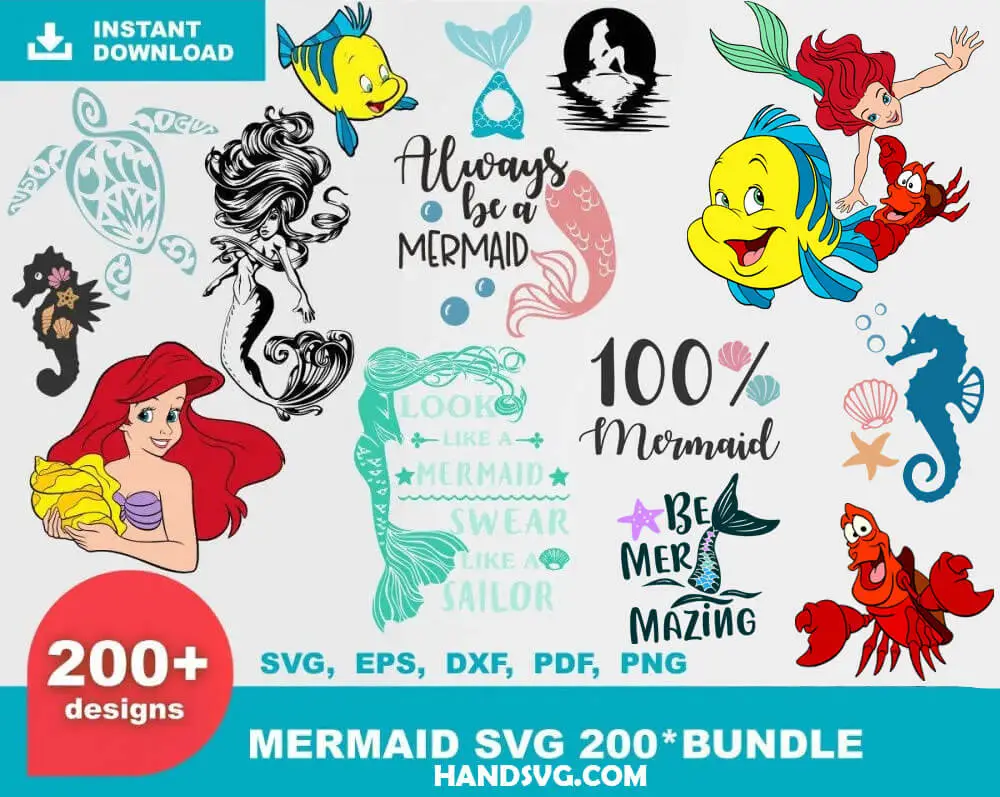 Mermaid SVG Bundle - 200 Designs | Digital Files