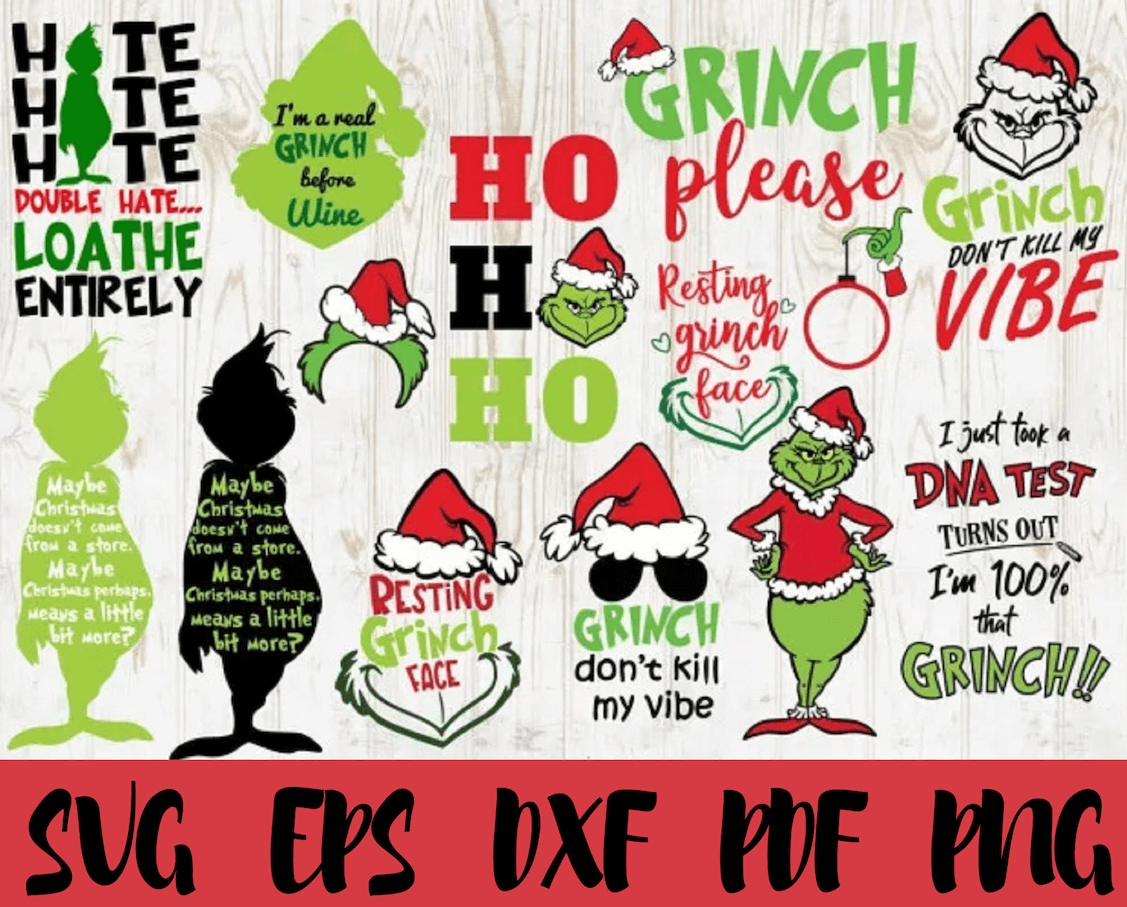 Grinch SVG Files: Grinch Face SVGs, Hand Designs & More for Crafts