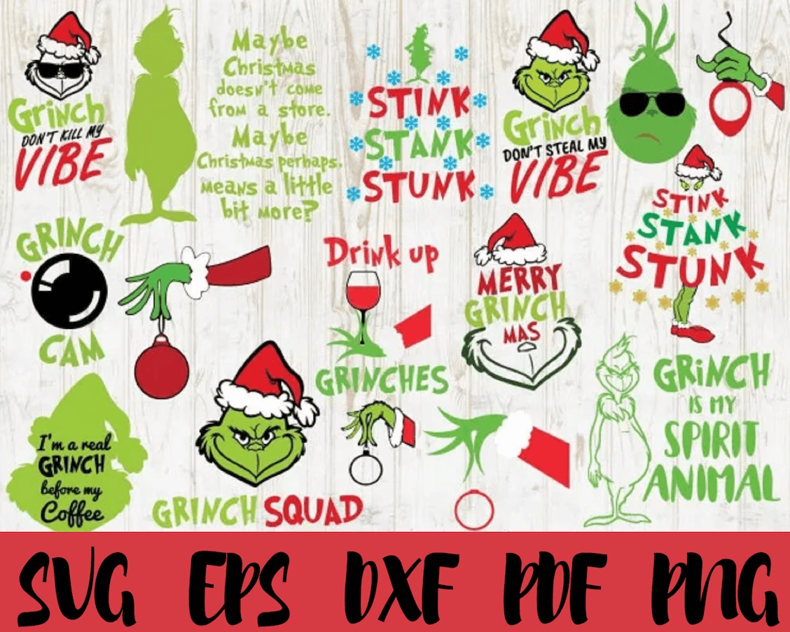 Grinch SVG Files: Grinch Face SVGs, Hand Designs & More for Crafts