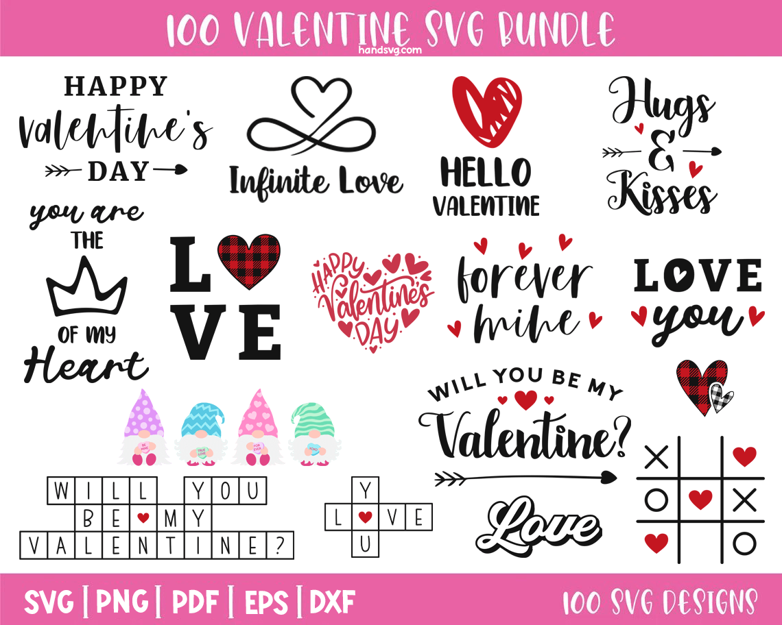 100+ Happy Valentine’s Day SVG Bundle | Trending Valentine Designs | Love & Heart SVGs for Cricut & Sublimation