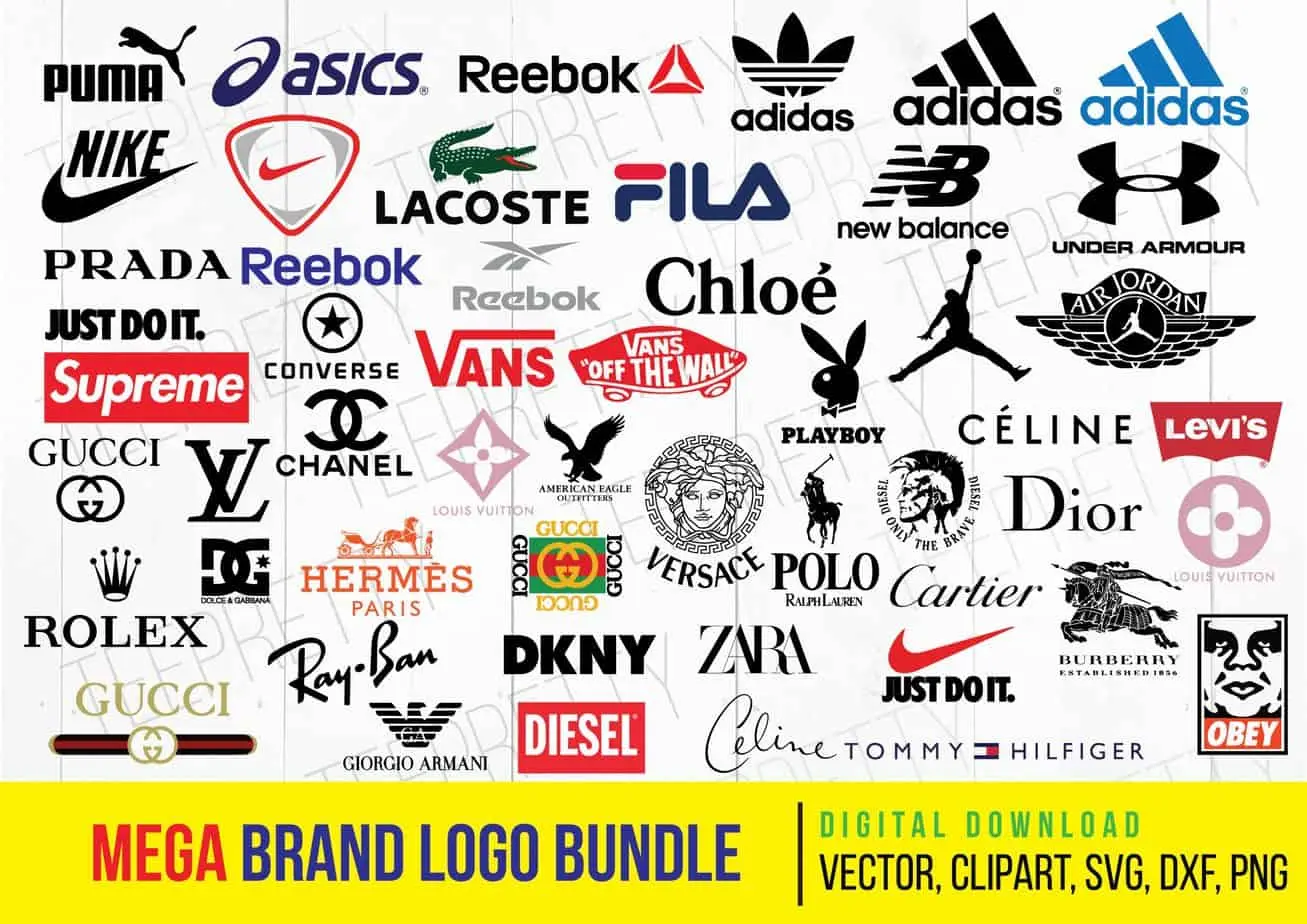 Fashion Brand Logo SVG Bundle | Famous Logo Designs for Cricut & Silhouette | Instant Download for T-Shirts, Decals & More