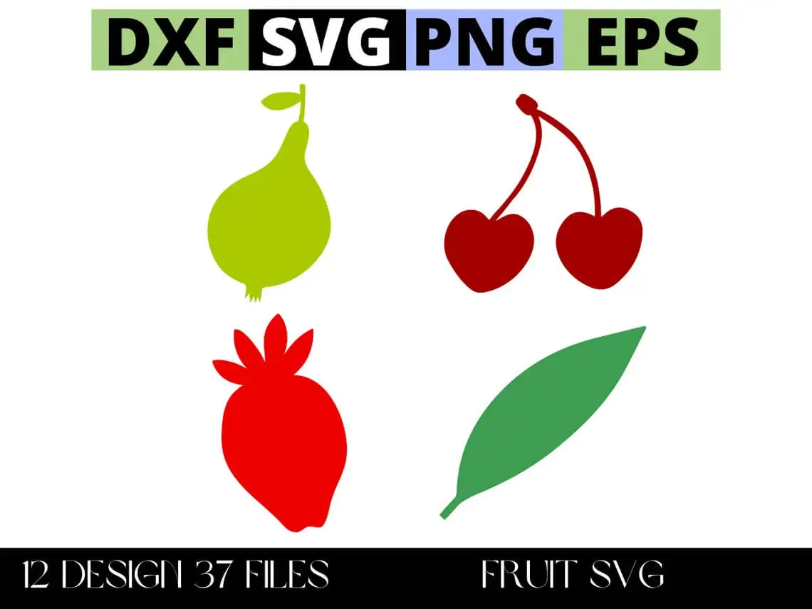 Fruit SVG Bundle | Cute Fruit Clipart for Cricut & Silhouette | Apple, Cherry, Lemon & More