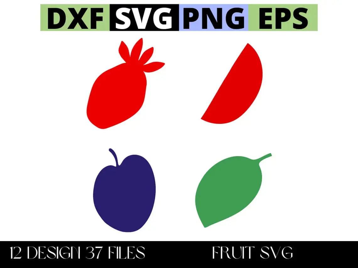 Fruit SVG Bundle | Cute Fruit Clipart for Cricut & Silhouette | Apple, Cherry, Lemon & More