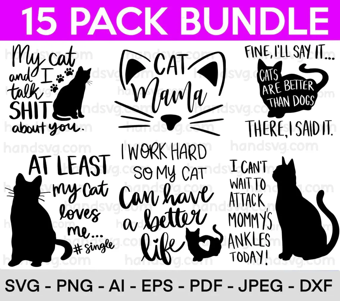 🐾 Funny Cat SVG Bundle | Cute Kitten SVG | Crazy Cat Lady SVG | Cat Lover Cut Files for Cricut & Silhouette 🐾
