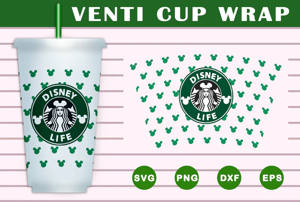 Disney Life Starbucks Wrap SVG Free Download | Magical Cup Wrap PNG Included