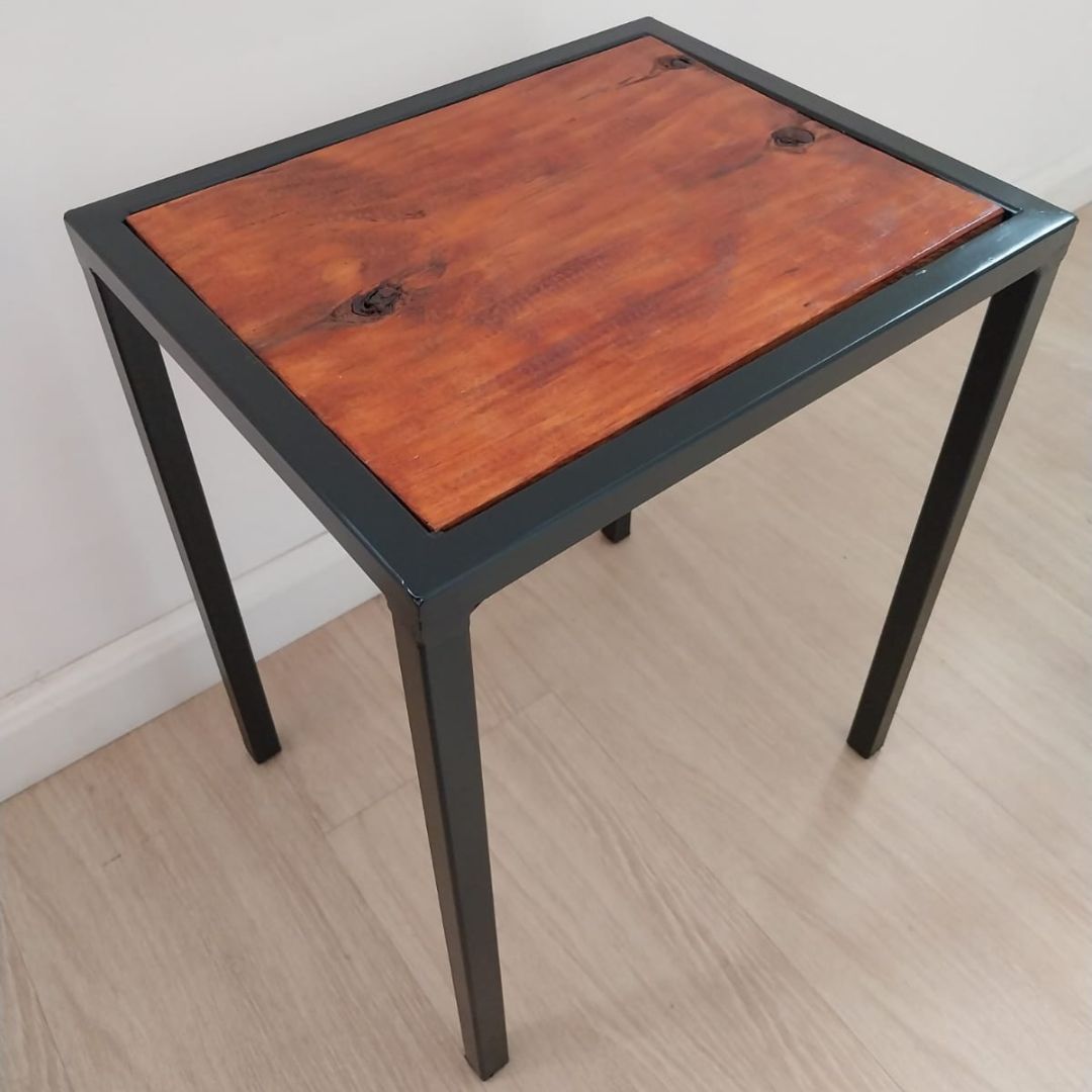 Banco Em Metal E Madeira Industrial Preto