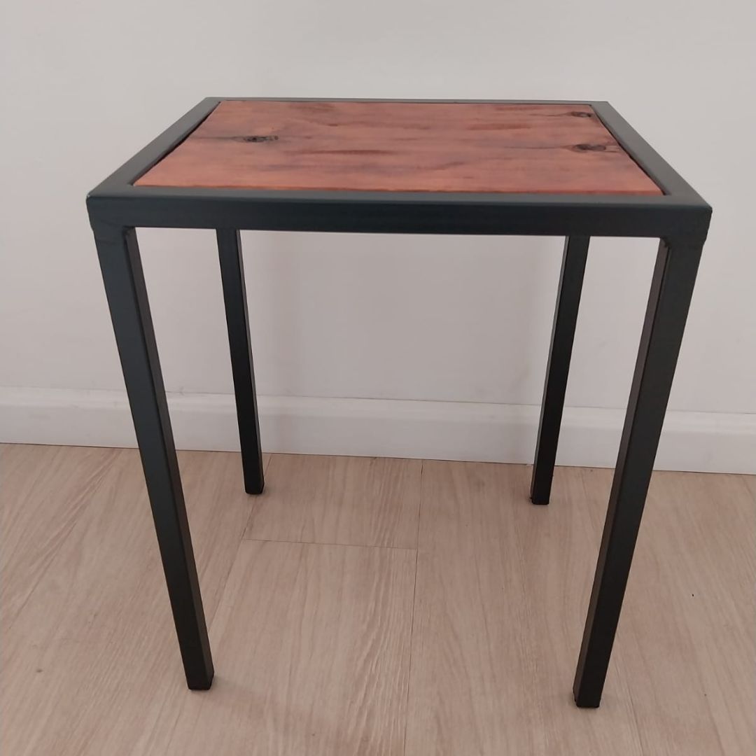 Banco Em Metal E Madeira Industrial Preto