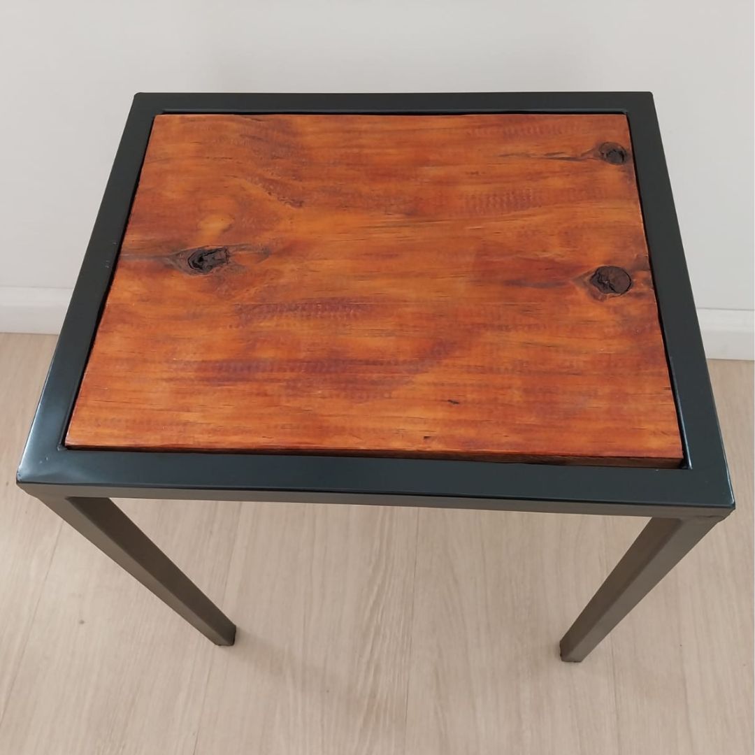 Banco Em Metal E Madeira Industrial Preto