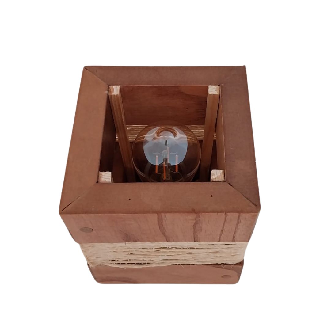 Abajour Luminária Em Mdf E Sisal