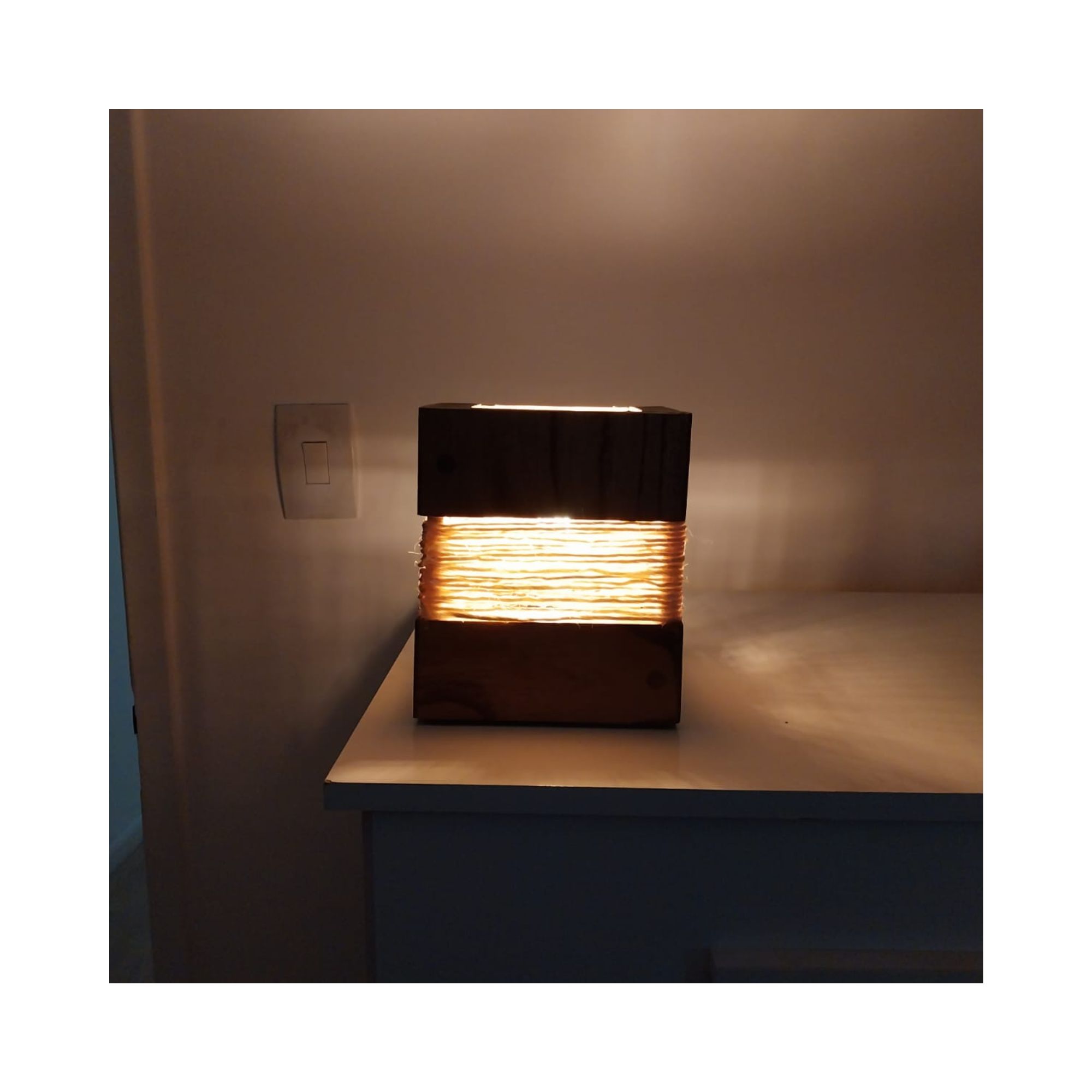 Abajour Luminária Em Mdf E Sisal