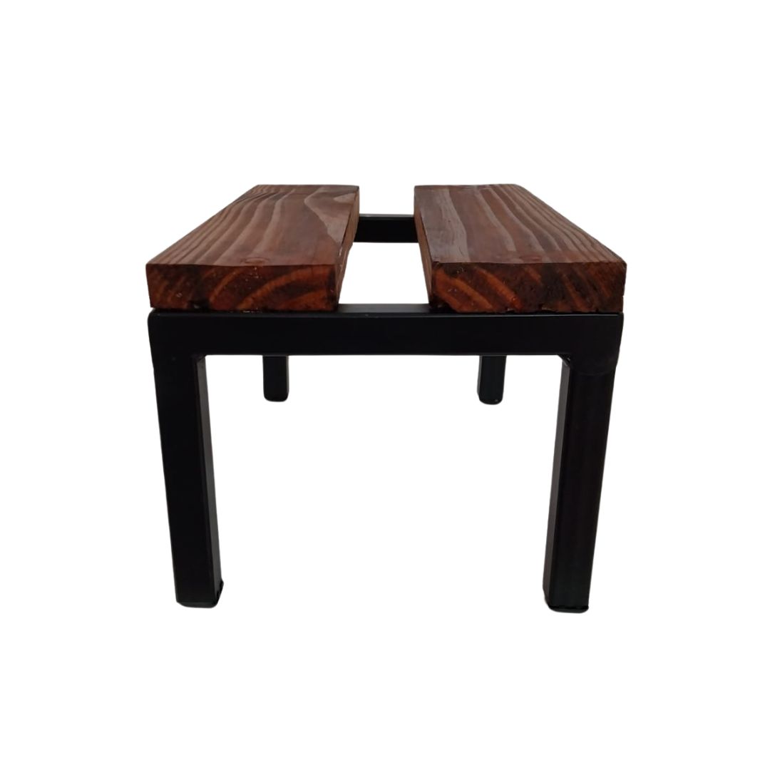 Banquinho De Madeira E Metal  Decoração Apoio Pé