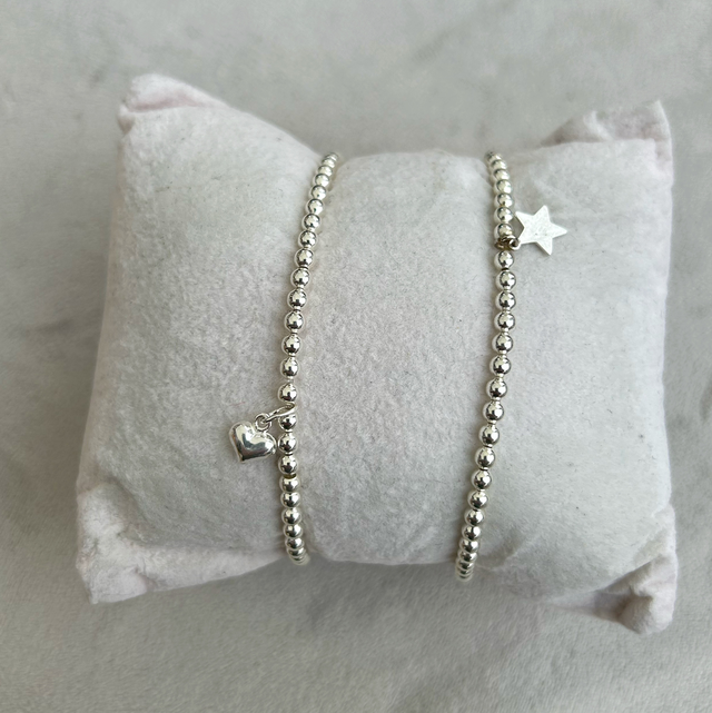 925 Sterling Silver Star Charm Stacking Bracelet