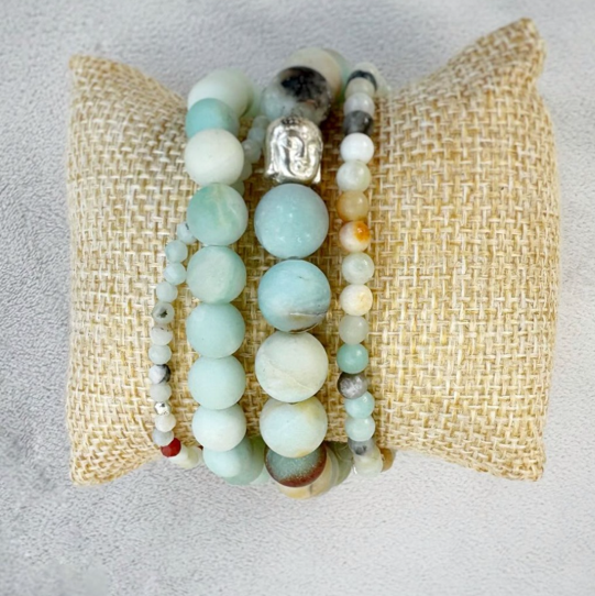 Amazonite Stone Beaded Bracelets 