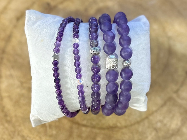 Amethyst Beaded Bracelets Set