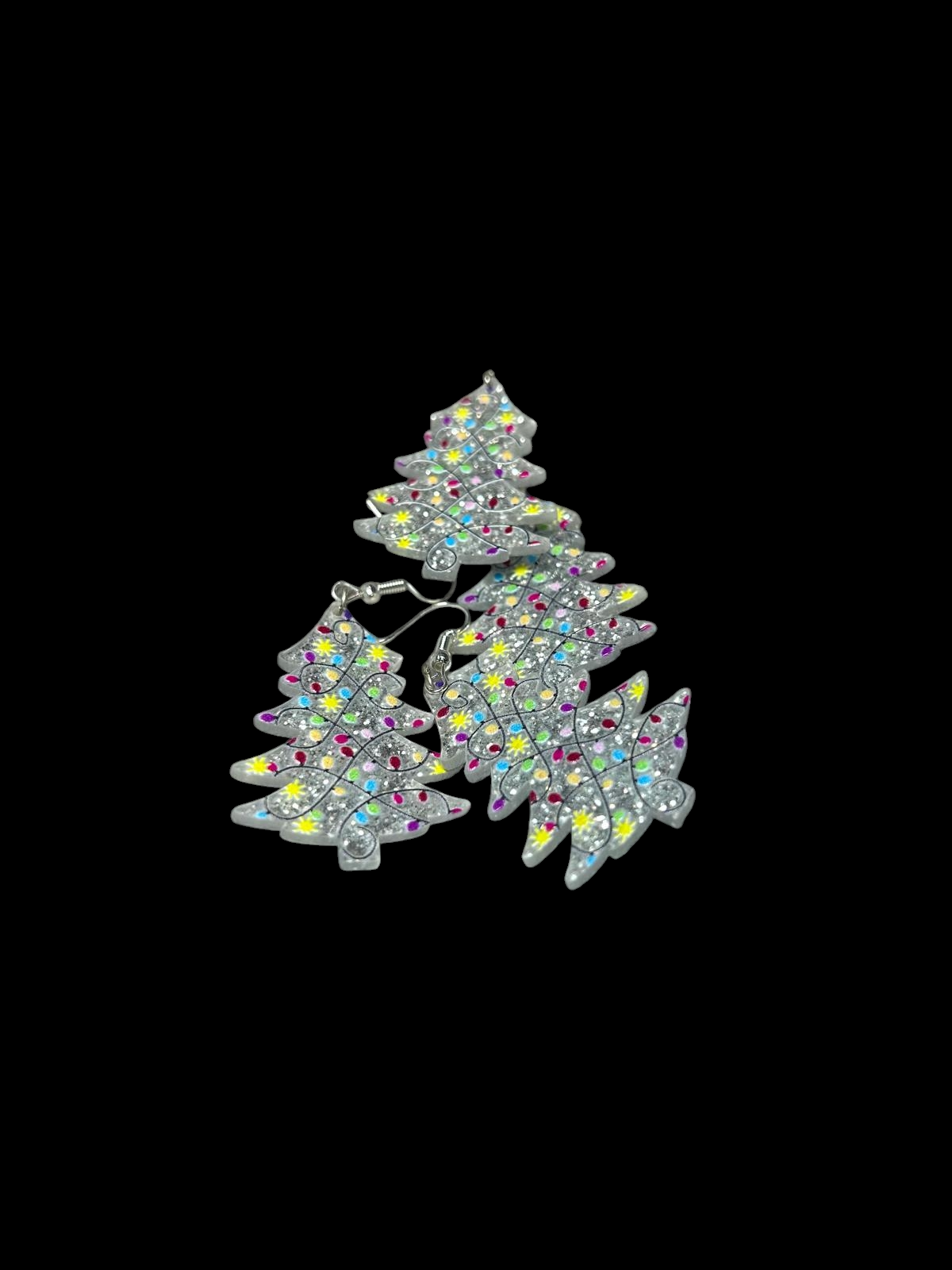 Festive Sparkle Confetti Christmas Tree Earrings ✨🎄