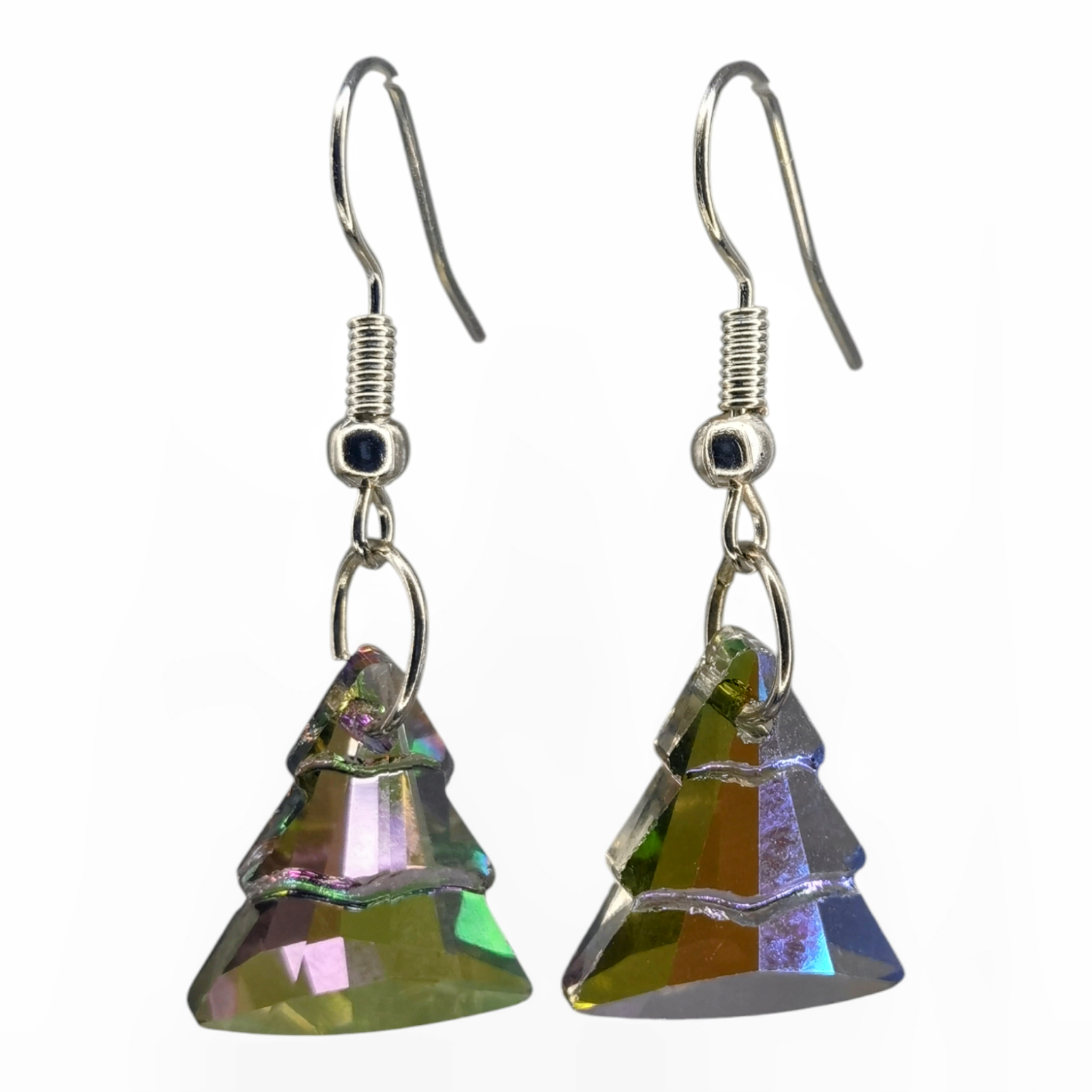 Glass Christmas Tree Angel Earrings – Festive Spirit & Angelic Charm