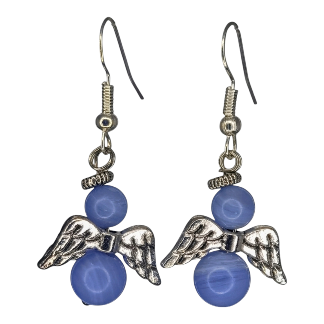 Blue Calcite Angel Wing Earrings – Soothing Energy & Spiritual Harmony