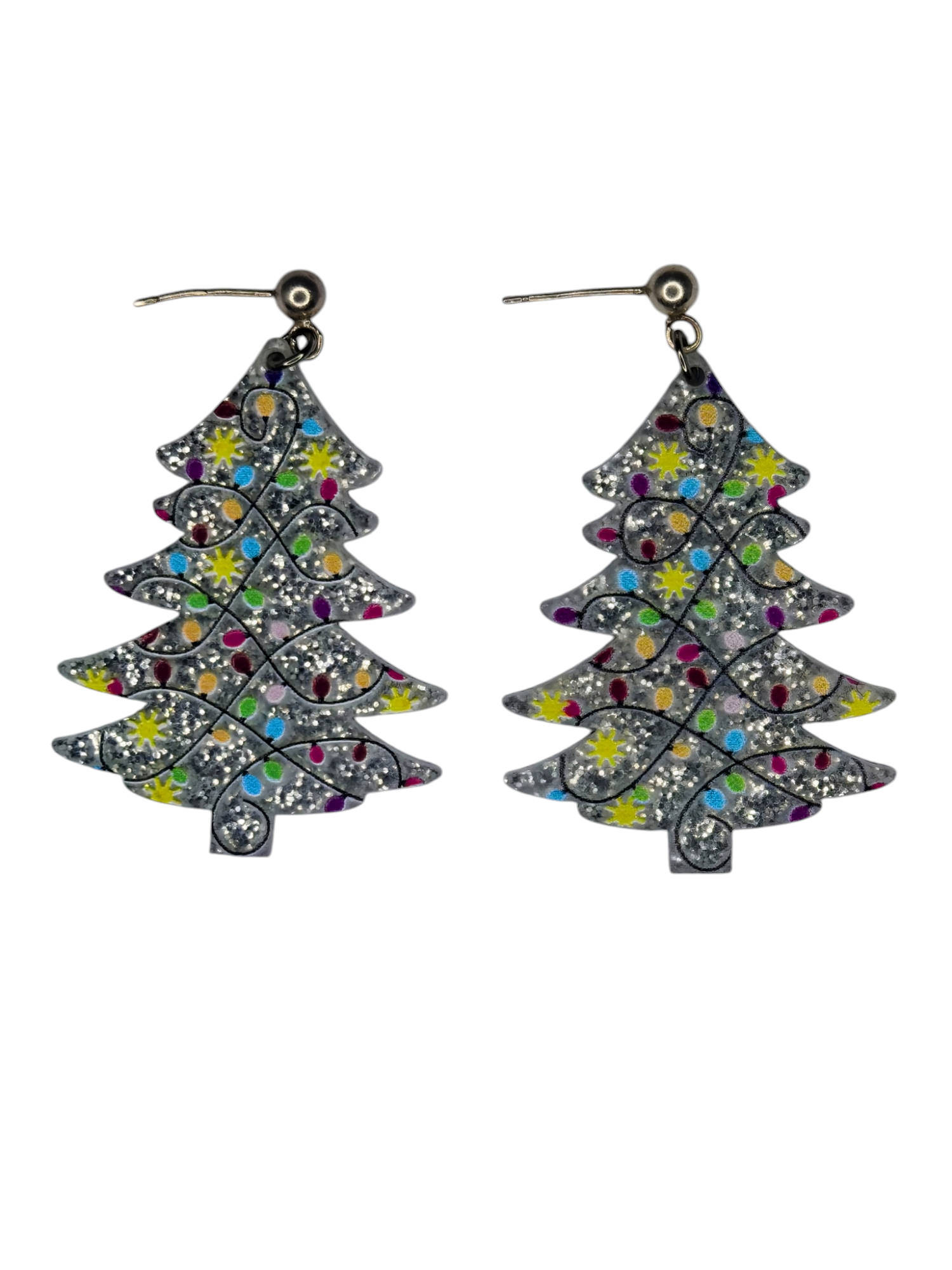 Festive Sparkle Confetti Christmas Tree Earrings ✨🎄