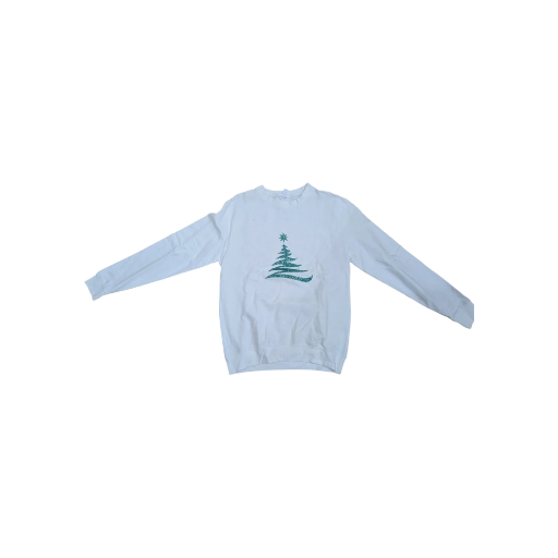 SALE | Sparkly Turquoise Christmas Tree Print on WHITE Sweatshirt – Limited Offer