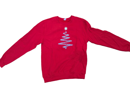 SALE | Sparkly LILAC Christmas Tree Print on RED Sweatshirt – Limited Offer