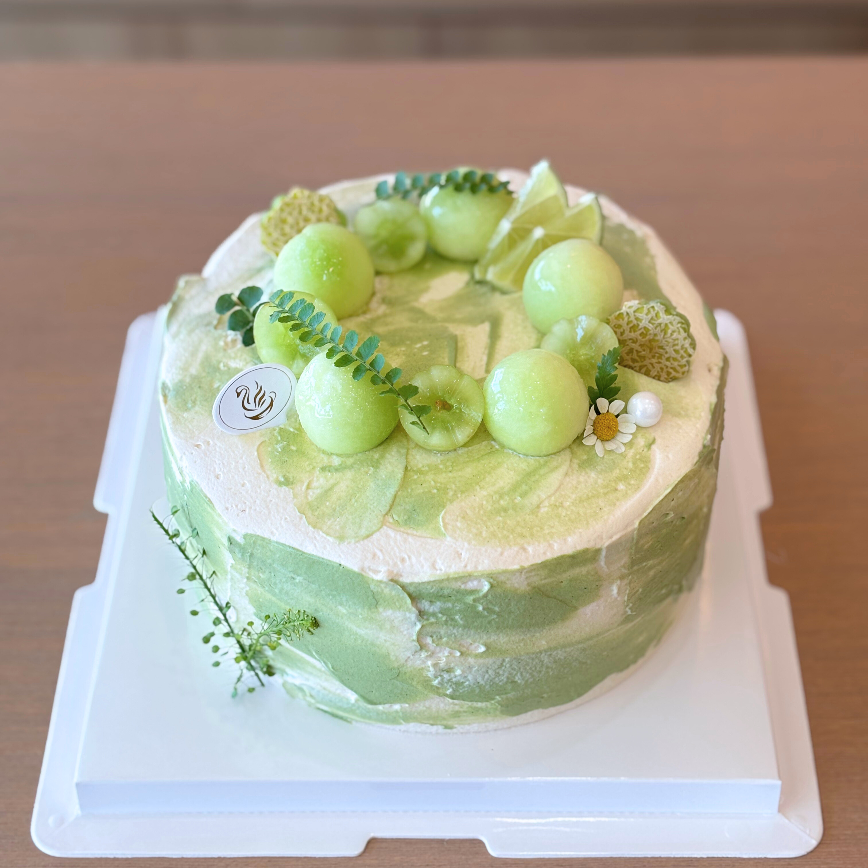 Jasmine Matcha Peach/Green Grape Cake