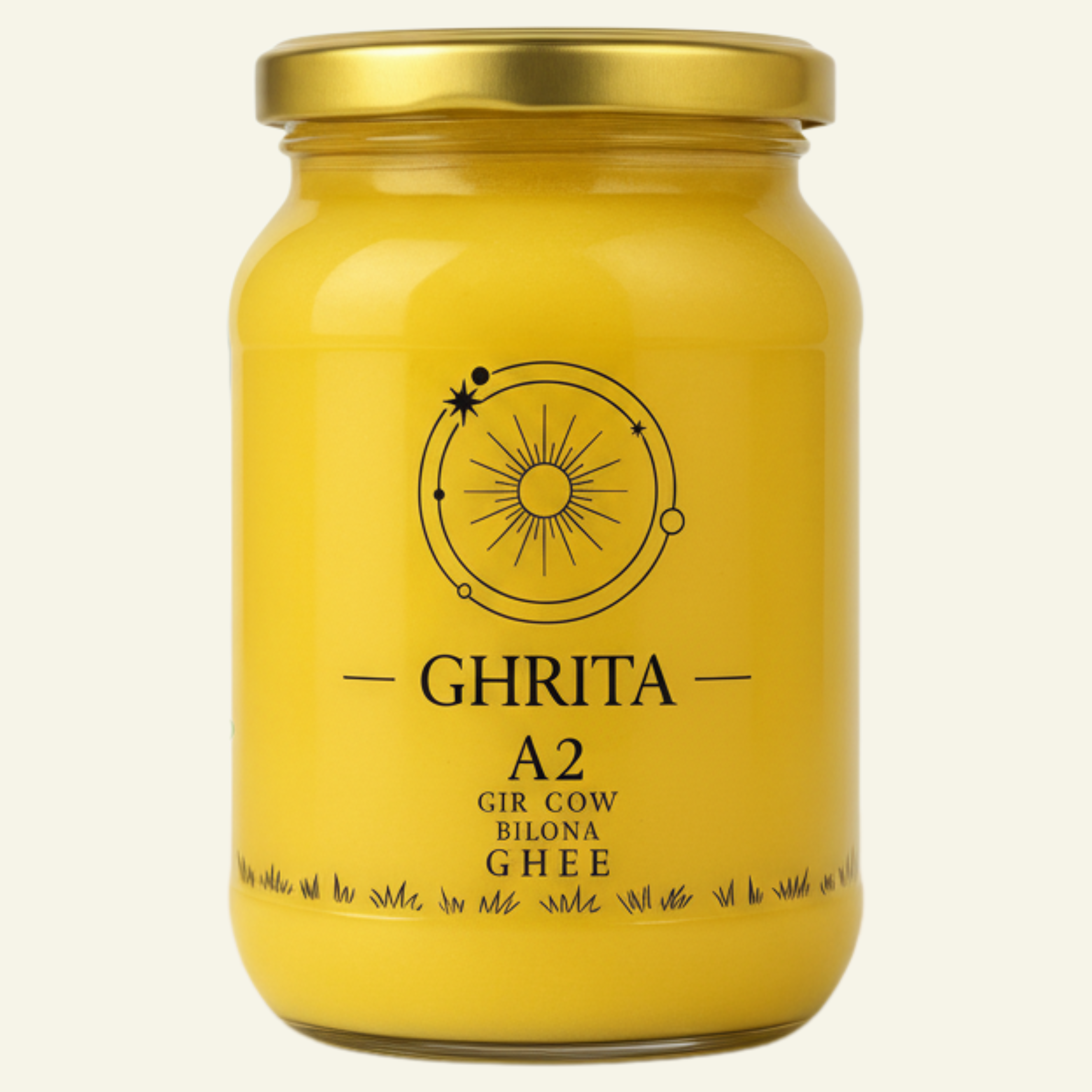 Ghrita A2 Cow Ghee | Pure Desi Bilona Method Organic Gir Cow Ghee | 100% Natural & Fresh | Traditional A2 Desi Cow Ghee | Rich in Omega-3, Vitamins & Healthy Fat