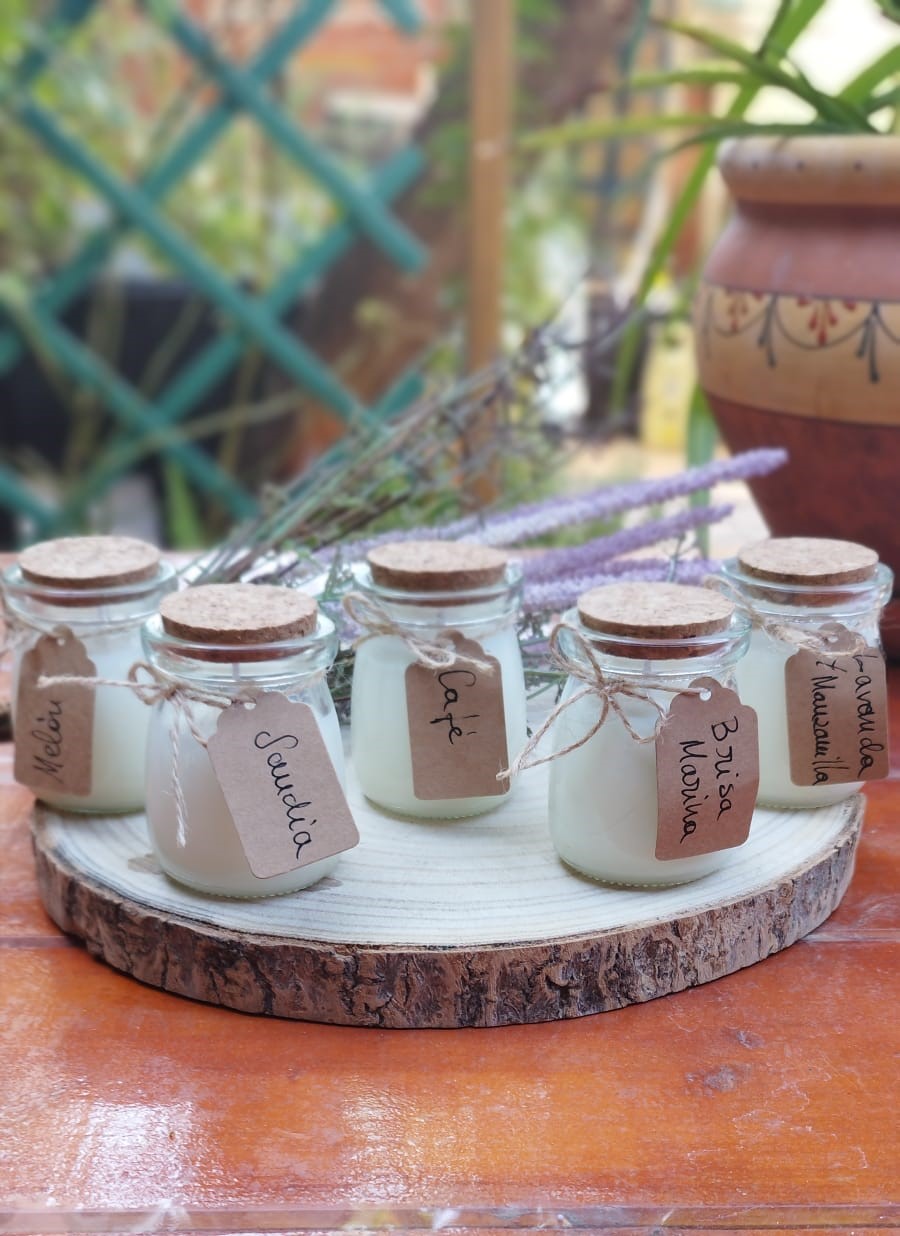 Velas de soja en frasco pequeño