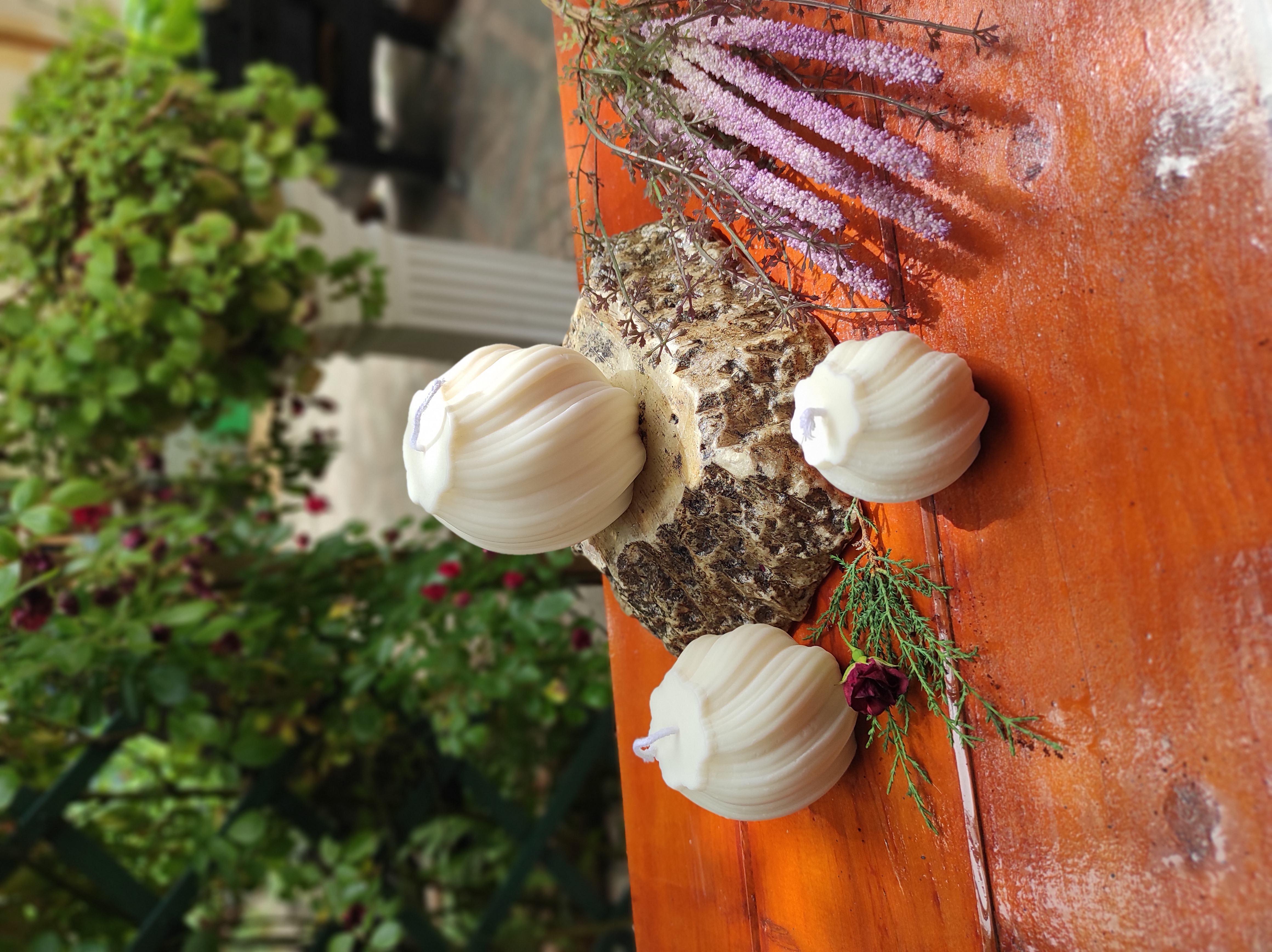 Velas de soja de forma geométrica irregular de ondas