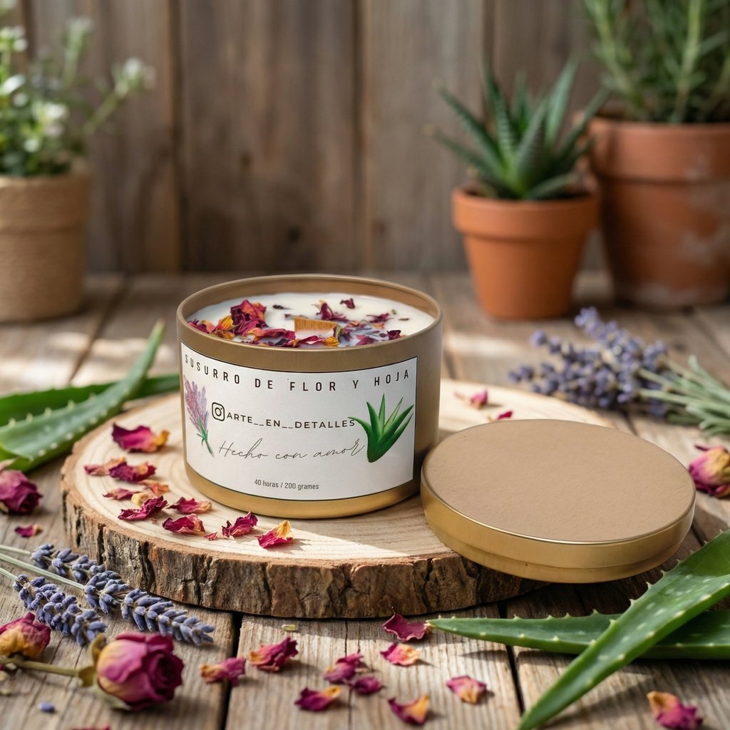 Vela aromática  Susurro de flor y hoja.